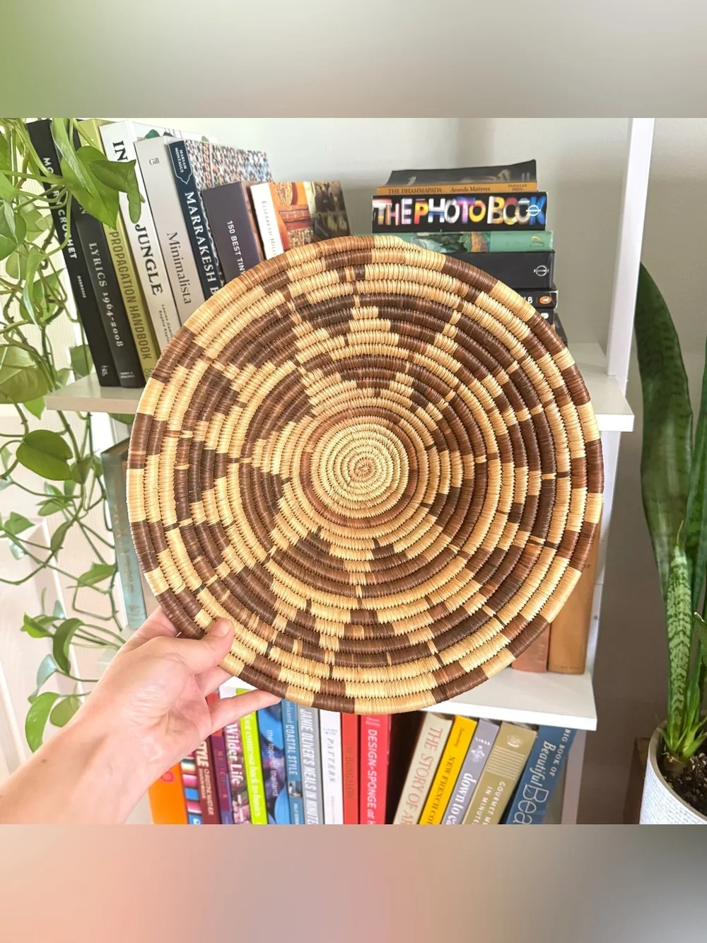 Handwoven Star Design Coiled Basket / Earthy Boho Decor / Eclectic Global Home